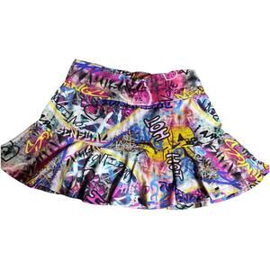 BLUEFISH Tennis Pickleball Skirt Skort Small Multicolor Print. Super Cute!